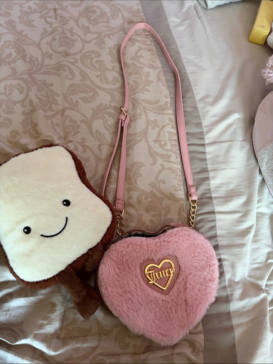 Juicy Couture Handbags - Juicy Couture Pink Plush Heart Crossbody Bag